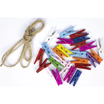 Dekorace do dětského pokoje Kolíčky dřevěné barevné dekorační 25mm Počet kusů: 25