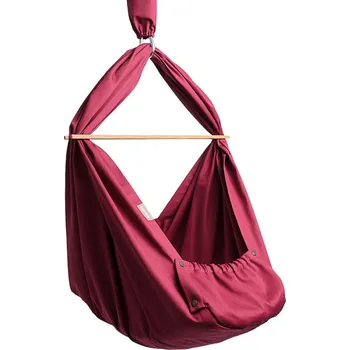 Kolébka pro miminko homba baby závěsná kolébka pro miminka bordová (s pružinou a potahem)