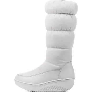 Dámské polobotky Prošívané zimní kozačky péřové boty s kožíškem Barva: Bílá, Velikost: 35