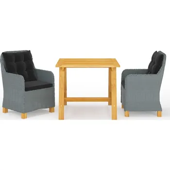 Zahradní sestava vidaXL 3dílný zahradní jídelní set tmavě šedý [3068734] Barva: světle šedá