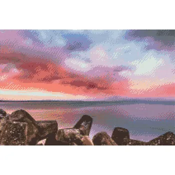 Diamantové malování Diamantové malování - Červený západ slunce nad mořem Velikost: 40x60cm, Rámování: Pouze srolované plátno, Diamanty: Kulaté