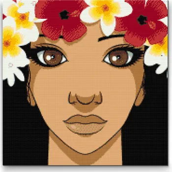Diamantové malování Diamantové malování - Žena s květinovou korunou Velikost: 50x50cm, Rámování: Pouze srolované plátno, Diamanty: Kulaté