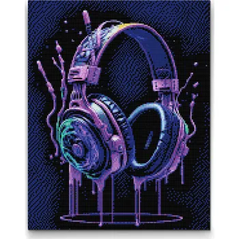 Diamantové malování Diamantové malování - Sluchátka Velikost: 30x40cm, Rámování: Pouze srolované plátno, Diamanty: Čtvercové