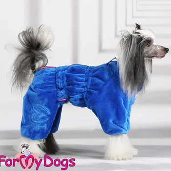 Obleček pro psa FOR MY DOGS Overal FUR COAT, modrý, Velikost: 14/M