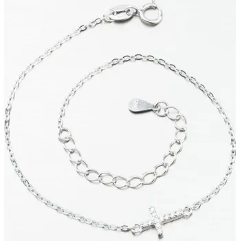 Náramek Dámský náramek stříbro 925 zirkon křížkem BST-14406-01 délka 20 cm