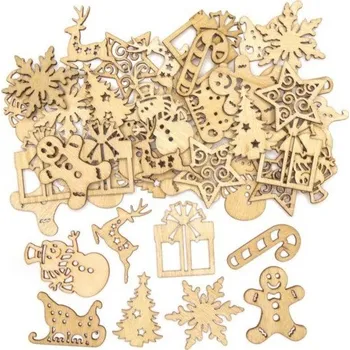 Vánoční dekorace Baker Ross AV678 dřevěné vánoční mini dekorace 45 ks