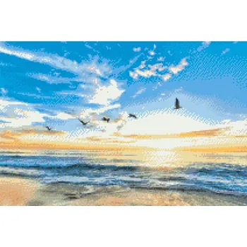 Diamantové malování Diamantové malování - Ptáci letájící nad mořem Velikost: 40x60cm, Rámování: Pouze srolované plátno, Diamanty: Kulaté