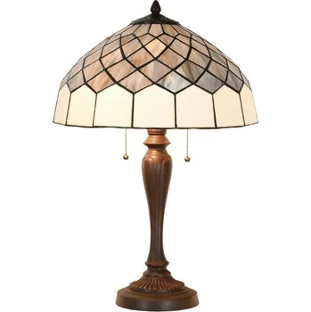 Lampička Bílo-šedá stolní lampa Tiffany Paulette - Ø 40*58 cm E27/ 2*60W