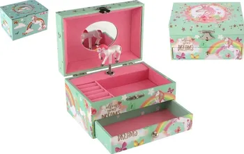 Šperkovnice Teddies Jednorožec hrací skříňka šperkovnice zelená/růžová