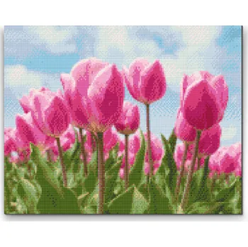 Diamantové malování Diamantové malování - Růžové tulipány Velikost: 30x40cm, Rámování: Pouze srolované plátno, Diamanty: Kulaté