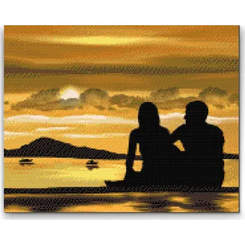 Diamantové malování Diamantové malování - Zamilovaný pár při západu slunce 2 Velikost: 30x40cm, Rámování: Pouze srolované plátno, Diamanty: Kulaté