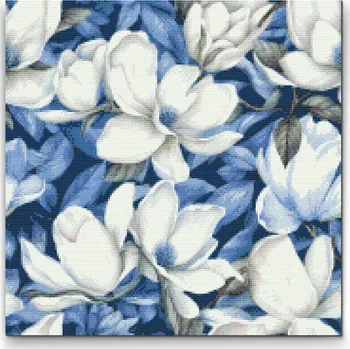 Diamantové malování Diamantové malování - Květinové pozadí - Magnólie Velikost: 50x50cm, Rámování: Pouze srolované plátno, Diamanty: Čtvercové