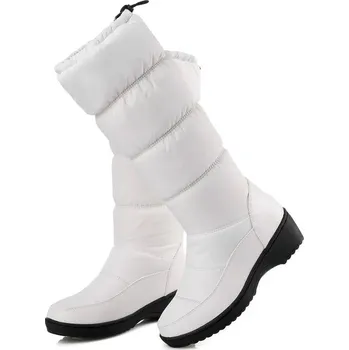 Dámské kozačky Prošívané sněhule zimní kozačky voděodolné s kožíškem Barva: Bílá, Velikost: 38