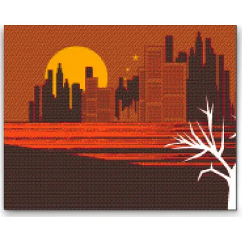Diamantové malování Diamantové malování - Oranžové panorama Velikost: 30x40cm, Rámování: Pouze srolované plátno, Diamanty: Čtvercové