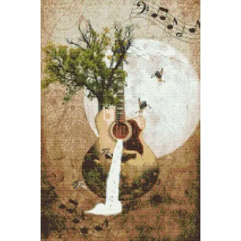 Diamantové malování Diamantové malování - Přírodní kytara Velikost: 40x60cm, Rámování: Pouze srolované plátno, Diamanty: Čtvercové