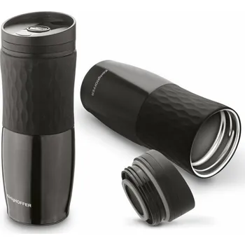 Termohrnek Termohrnek nerezový RUSSEL s plastovým víkem, 480 ml, černý