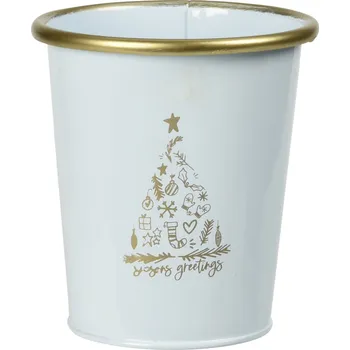 Home Styling Collection Kovový vánoční kbelík, bílý, 10 x 11 cm