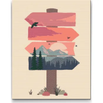 Diamantové malování Diamantové malování - Rozcestník Velikost: 30x40cm, Rámování: Pouze srolované plátno, Diamanty: Kulaté