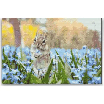 Diamantové malování Diamantové malování - Veverka v zahradě Velikost: 40x60cm, Rámování: Pouze srolované plátno, Diamanty: Kulaté