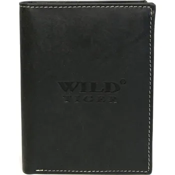 Peněženka Černá pánská kožená peněženka Wild Tiger (AM-28-123) na výšku