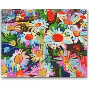 Diamantové malování Diamantové malování - Barevné květy Velikost: 30x40cm, Rámování: Pouze srolované plátno, Diamanty: Kulaté