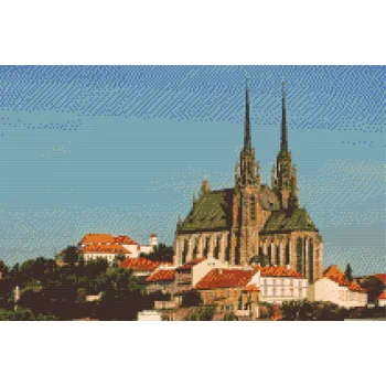 Diamantové malování - Katedrála Petrov - Brno Velikost: 40x60cm, Rámování: Pouze srolované plátno, Diamanty: Čtvercové