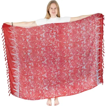 Šátek Batikovaný sarong / pareo / plážový šátek Ningrum Red, Sittar