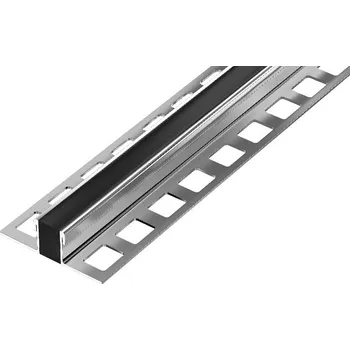 Podlahová lišta ACARA DL7/6 dilatační lišta s výplní, nerez lesk V2A+PU černá, 12,5 mm, 2,5 m AADN 1233-PUF