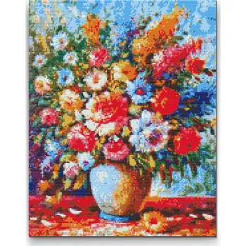 Diamantové malování Diamantové malování - Letní kytice ve váze Velikost: 40x50cm, Rámování: Pouze srolované plátno, Diamanty: Kulaté