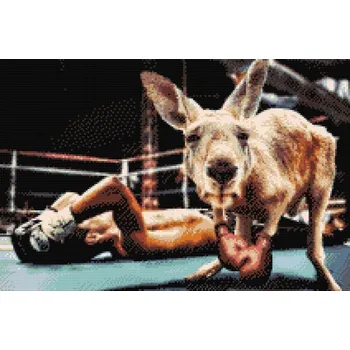 Diamantové malování Diamantové malování - Klokan v ringu Velikost: 40x60cm, Rámování: Pouze srolované plátno, Diamanty: Čtvercové