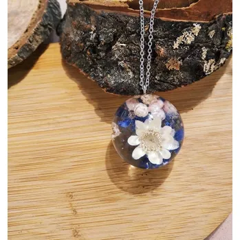 Náhrdelník VitaliaArt | Náhrdelník z pravých květů velký Pomněnka, ozothamnus, glixie - Vitalia Art 0001583