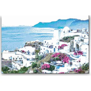 Diamantové malování Diamantové malování - Santorini Velikost: 40x60cm, Rámování: Pouze srolované plátno, Diamanty: Kulaté