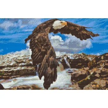 Diamantové malování Diamantové malování - Orel u vodopádu Velikost: 40x60cm, Rámování: Pouze srolované plátno, Diamanty: Čtvercové