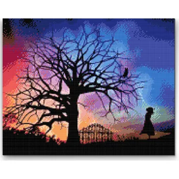 Diamantové malování Diamantové malování - Dívka a noční obloha Velikost: 30x40cm, Rámování: Pouze srolované plátno, Diamanty: Kulaté