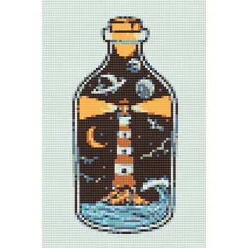Diamantové malování Diamantové malování - Maják v láhvi Velikost: 20x30cm, Rámování: Pouze srolované plátno, Diamanty: Kulaté