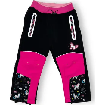 Kugo Dívčí růžové zateplené softshellové kalhoty s gumou v pase a manžetami 01 Barva: Černá, Velikost: 86