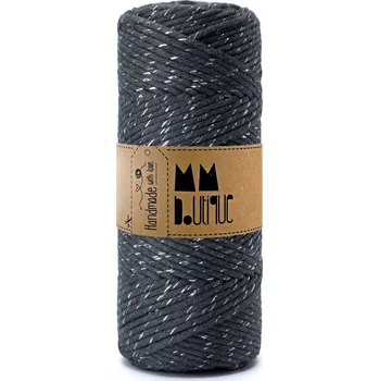 Příze MMboutique bavlněná šňůra na macramé Single twist 3mm 100m Silvery Charcoal