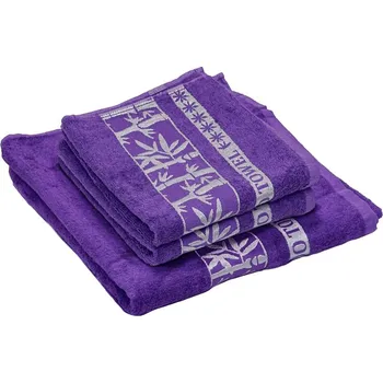 Ručník Textilomanie BAMBOO 1x osuška + 2x ručník fialová 70 x 140 cm, 50 x 90 cm