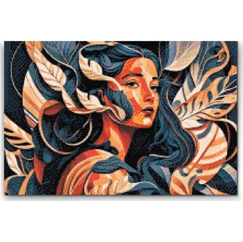 Diamantové malování Diamantové malování - Žena ukrytá v listí Velikost: 40x60cm, Rámování: Pouze srolované plátno, Diamanty: Kulaté