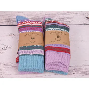 Dámské ponožky CNB BERLIN Termo ponožky SADA 2 PÁRŮ DE 37903 teplé s vlnou vzorované fialkové a sv. modré velikosti ponožek: 26-28 (EUR vel. 39-42)