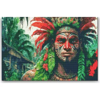 Diamantové malování Diamantové malování - Indián Velikost: 40x60cm, Rámování: Pouze srolované plátno, Diamanty: Čtvercové