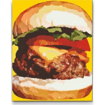 Diamantové malování Diamantové malování - Burger ilustrace Velikost: 30x40cm, Rámování: Pouze srolované plátno, Diamanty: Čtvercové