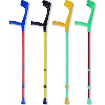 Chodítko pro seniory Francouzská berle 222 KL-SC žlutá-vínová - 1ks—Nastavitelná výška, vyměkčené držadlo