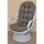 Ratanové houpací křeslo Swivel bílé Šedý melír