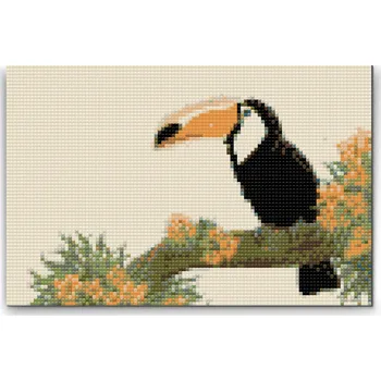 Diamantové malování Diamantové malování - Tukan na větvi Velikost: 20x30cm, Rámování: Pouze srolované plátno, Diamanty: Kulaté