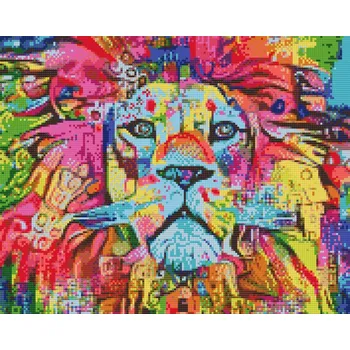 Diamantové malování Diamantové malování - Barevný lev 4 Velikost: 40x50cm, Rámování: Pouze srolované plátno, Diamanty: Kulaté