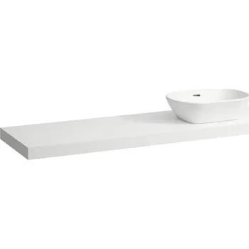 Koupelnový nábytek Lani - umyvadlová deska 160 cm, s výřezem vpravo, vč. 3 nástěnných držáků, bílá matná H4046931122601