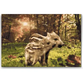 Diamantové malování Diamantové malování - Rodinka divočáků Velikost: 40x60cm, Rámování: Pouze srolované plátno, Diamanty: Čtvercové