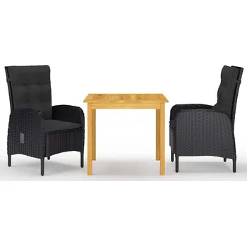 Zahradní sestava vidaXL 3dílný zahradní jídelní set [3067680] Barva: Černá