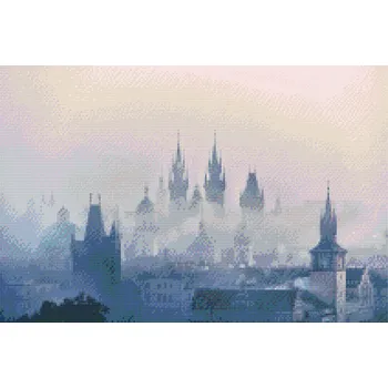 Diamantové malování - Ranní Praha Velikost: 40x60cm, Rámování: Pouze srolované plátno, Diamanty: Čtvercové